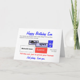 Funny Sons Birthday-kaart. Ben je een robot? Kaart