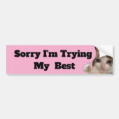 Funny "Sorry I'm Trying My Best" Bumper Sticker |  (Devant)