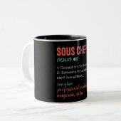 Funny Sous Chef Definition Tweekleurige Koffiemok (Voorkant links)