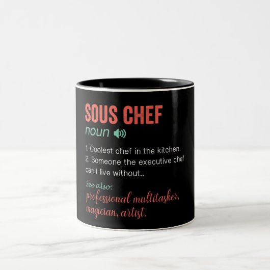 Funny Sous Chef Definition Tweekleurige Koffiemok (Center)