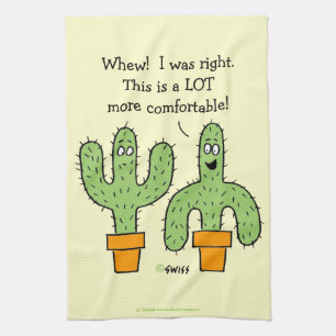 Funny Southwest Desert Cactus Cartoon Keuken Theedoek