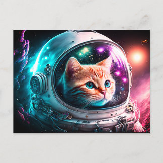 Funny Space Cat Astronaut Kat Galaxy Universe Briefkaart