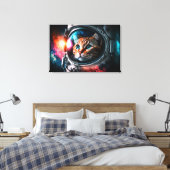 Funny Space Cat Astronaut Kat Galaxy Universe Canvas Afdruk (Insitu (Slaapkamer))