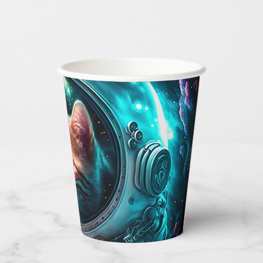 Funny Space Cat Astronaut Kat Galaxy Universe Papieren Bekers (Achterkant)