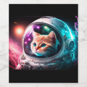 Funny Space Cat Astronaut Kat Galaxy Universe Wijn Etiket (Enkel label)