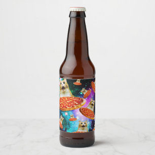 Funny Space pizzakat Bier Etiket