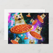 Funny Space pizzakat Briefkaart (Voorkant / Achterkant)