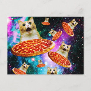 Funny Space pizzakat Briefkaart