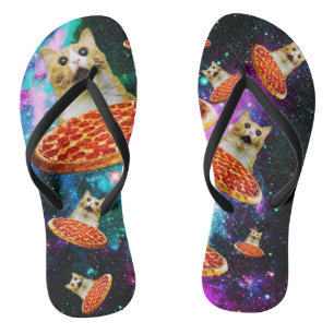 Funny Space pizzakat Teenslippers