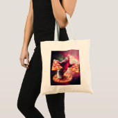 Funny Space Sloth met Pizza Tote Bag (Voorkant (product))