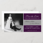 Funny sparen de Mededelingen van de Datum {Paars} Save The Date (Voorkant / Achterkant)