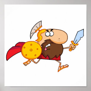 Funny Spartan Gladiator aan het draaien Poster