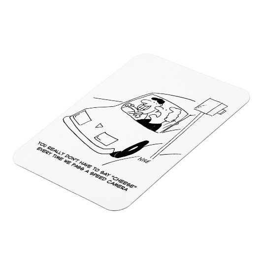 Funny Speed Camera Cartoon Shows Man Driving Magneet (Linkerzijde)