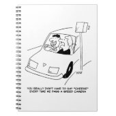 Funny Speed Camera Cartoon Shows Man Driving Notitieboek (Voorkant)