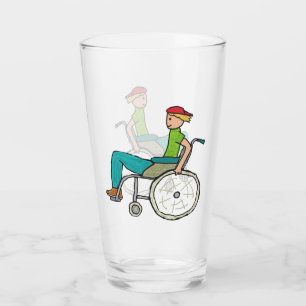 Funny Speedy-rolstoelgebruiker Glas