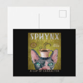 Funny Sphynx Cat Coffee Co. A Cup Of Character Briefkaart (Voorkant / Achterkant)