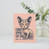 Funny Sphynx Cat Dad Illustration Briefkaart (Staand voorkant)