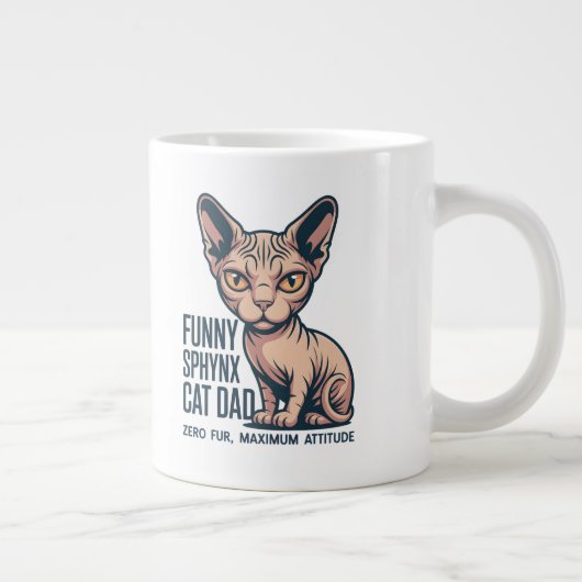 Funny Sphynx Cat Dad Illustration Extra Grote Beker (Rechts)