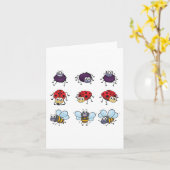 Funny Spider Ladybug Bee Kaart (Gele Bloem)