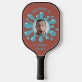 Funny Splatter Squish Blue Goo Custom Name Foto Pickleball Paddle (Achterkant)