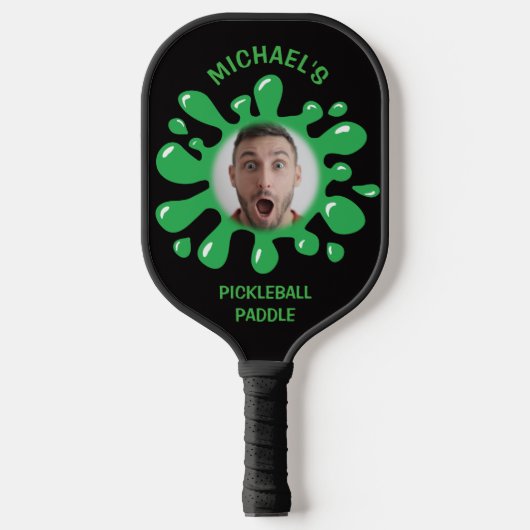 Funny Splatter Squish Green Goo Custom Name Foto Pickleball Paddle (Voorkant)