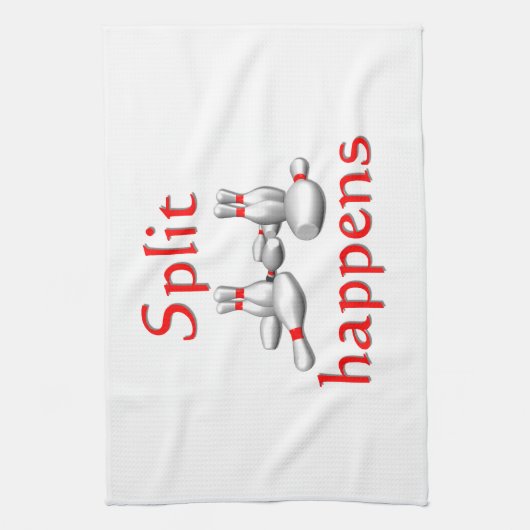 Funny split gebeurt met een bowlinghanddoek theedoek (Verticaal)