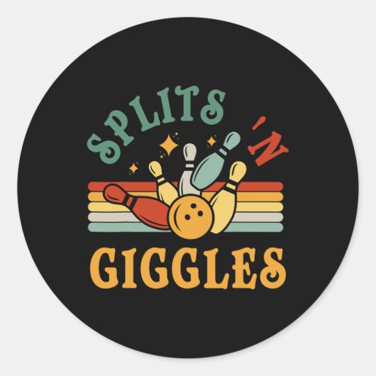 Funny Splits n Giggles Bowling Team Men Women Bowl Ronde Sticker (Voorkant)