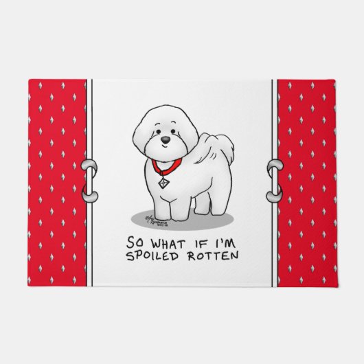 Funny Spoiled Rotten Bichon Frise Dog - Cute Deurmat (Voorkant)