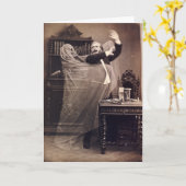 Funny Spooky Victoriaans Ghost Portrait Post Kaart (Gele Bloem)