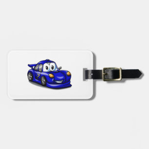 Funny Sport car cartoon   Achtergrondkleur kiezen Bagagelabel