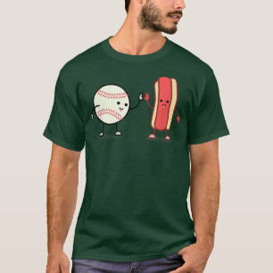 Funny Sports T-shirt, Hot Dog Baseball High Vijf d T-shirt