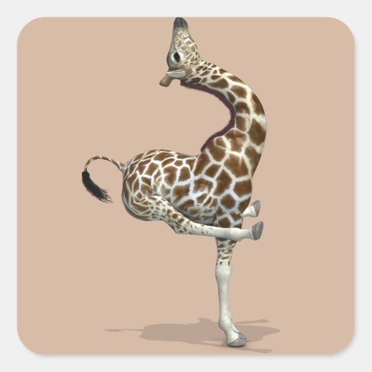 Funny Sporty Giraffe Vierkante Sticker (Voorkant)