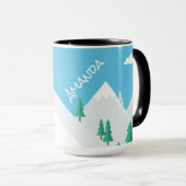 Funny Sporty Penguin on Ski Slopes Winter Snow Mok (Voorkant rechts)