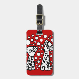 Funny Spoted Dogs met hart Bagagelabel