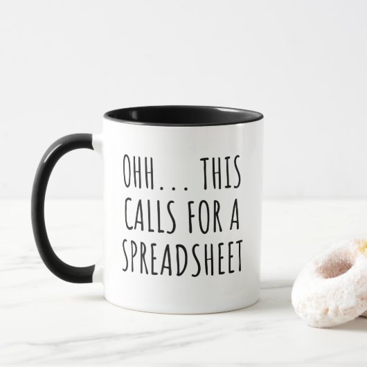 Funny Spreadsheet Mug Sarcastic Office Gift Mok (Met donut)