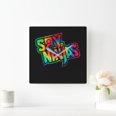 Funny Spy Gaming Ninjas Game Wild met Clay Style Vierkante Klok (Huis)