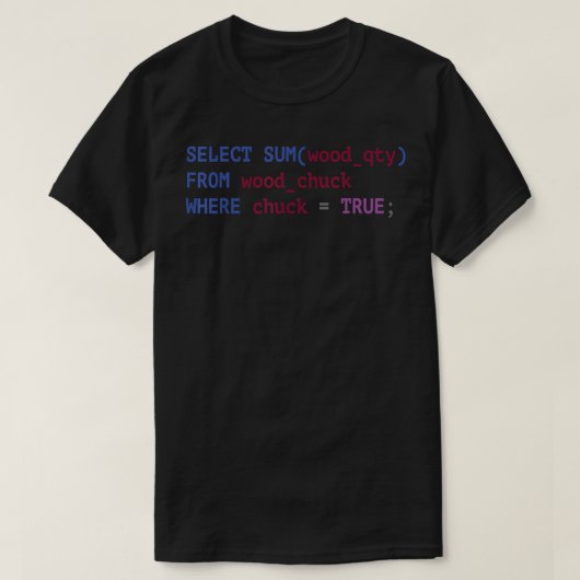Funny SQL Tshirts Coder Programmer Tshirt Programm (Design devant)
