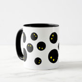 Funny squash ball print koffie mok cadeau voor spe (Voorkant links)