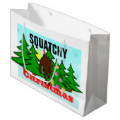 Funny Squatchy-kerstboomkreet Groot Cadeauzakje (Voorkant Gekanteld)