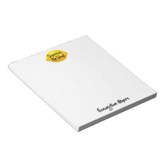 Funny Squeeze the Day Script 3D Lemon Monogram Notitieblok (Schuin)