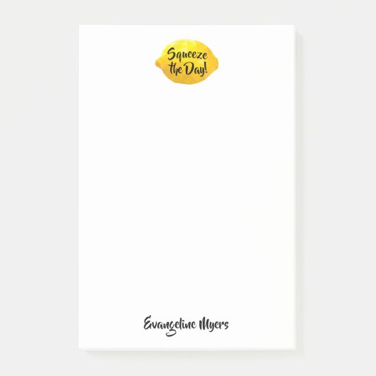 Funny Squeeze the Day Script 3D Lemon Monogram Post-it® Notes (Voorkant)