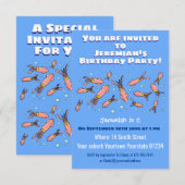 Funny squid school met bubbels cartoon kaart (Voorkant / Achterkant)