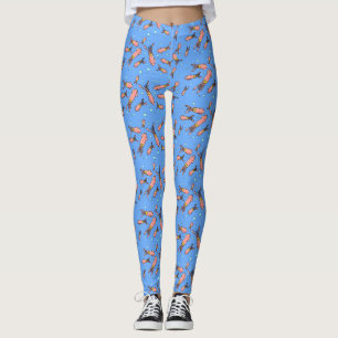 Funny squid school met bubbels cartoon leggings