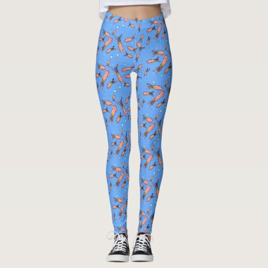 Funny squid school met bubbels cartoon leggings (Voorkant)