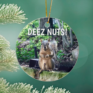 Funny Squirrel Deez Nuts ongeschikte foto van Humo Keramisch Ornament