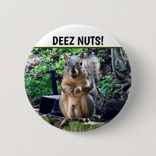 Funny Squirrel Deez Nuts ongeschikte foto van Humo Ronde Button 5,7 Cm