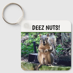 Funny Squirrel Deez Nuts ongeschikte foto van Humo Sleutelhanger