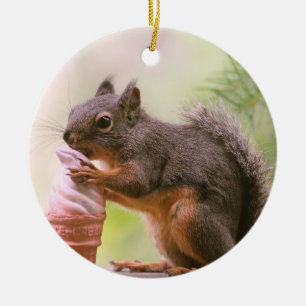 Funny Squirrel die ijsschuimkoon Keramisch Ornament