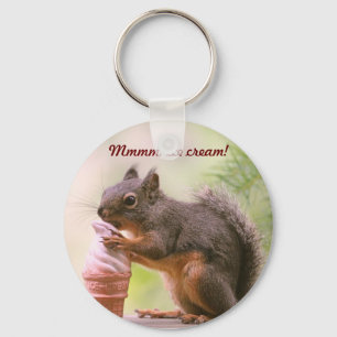 Funny Squirrel die ijsschuimkoon maakt Sleutelhanger