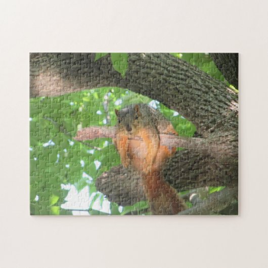 Funny Squirrel die uit de boom hangt Legpuzzel (Horizontaal)
